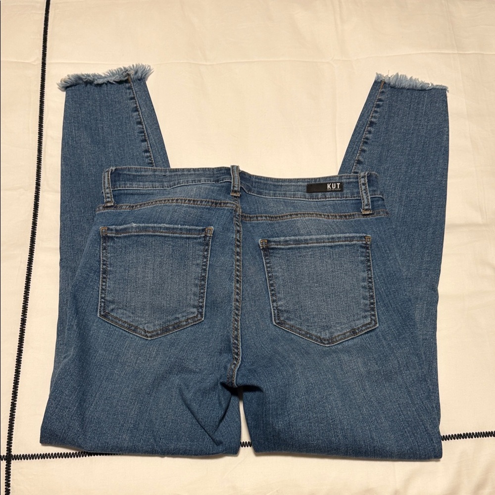 Kut from the Kloth Distressed Hem Denim Cropped Donna Fab Ab Ankle Skinny  Jeans